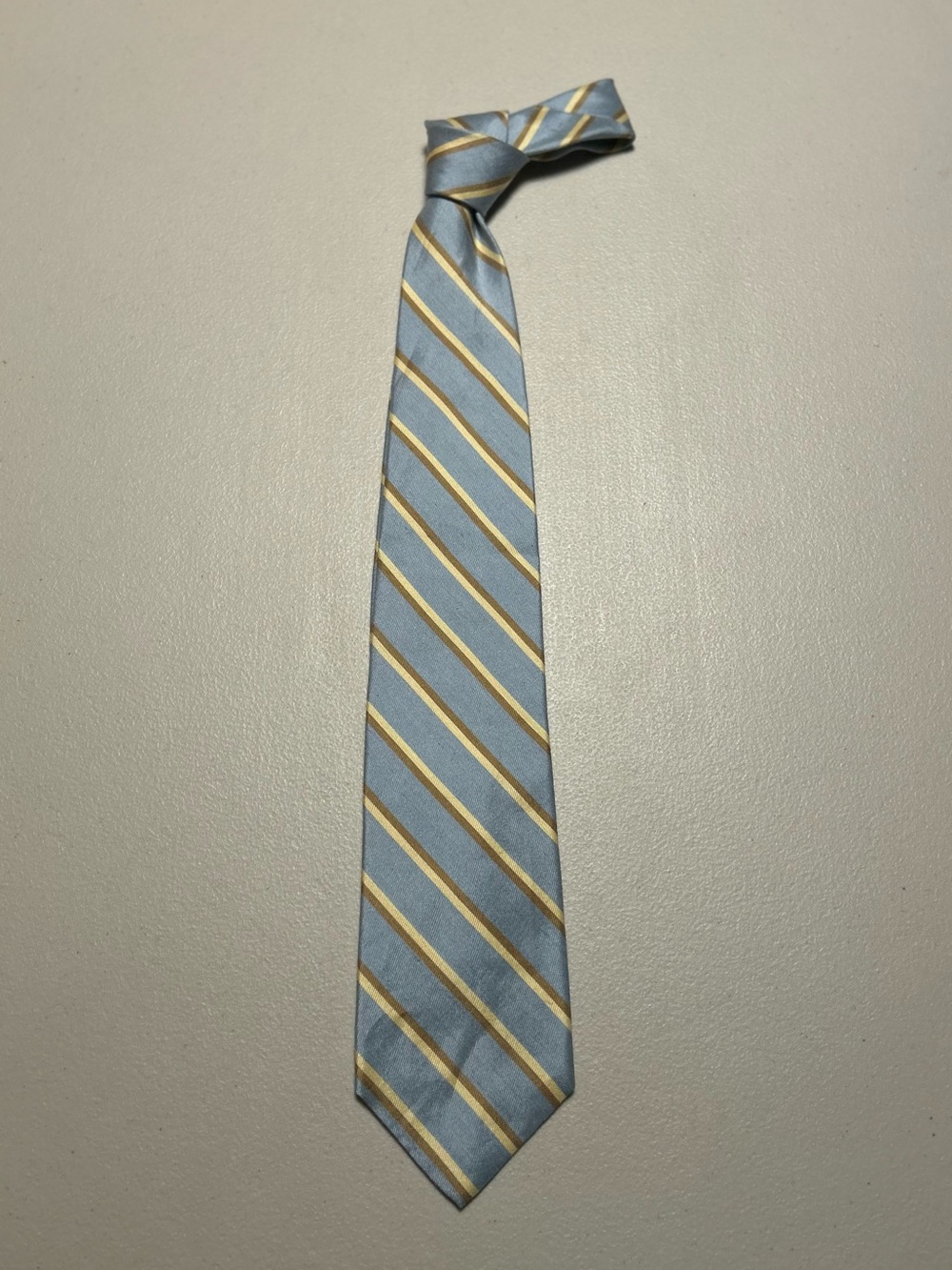 Brooks Brothers Light Blue, Pale Yellow & Goldenrod Striped Men's Tie - NWT 46R